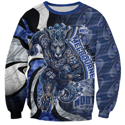 Personalised North Melbourne Kangaroos Sweatshirt Trippy Psychedelic Abstract Art Mascot Football Fans