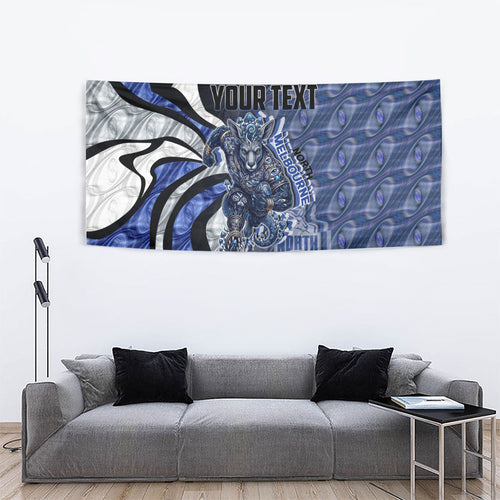 Personalised North Melbourne Kangaroos Tapestry Trippy Psychedelic Abstract Art Mascot Football Fans