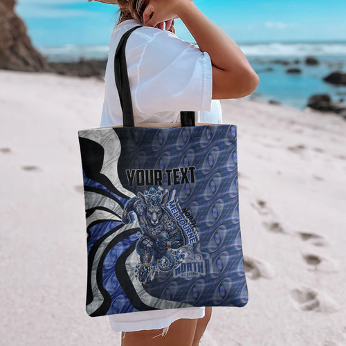 Personalised North Melbourne Kangaroos Tote Bag Trippy Psychedelic Abstract Art Mascot Football Fans