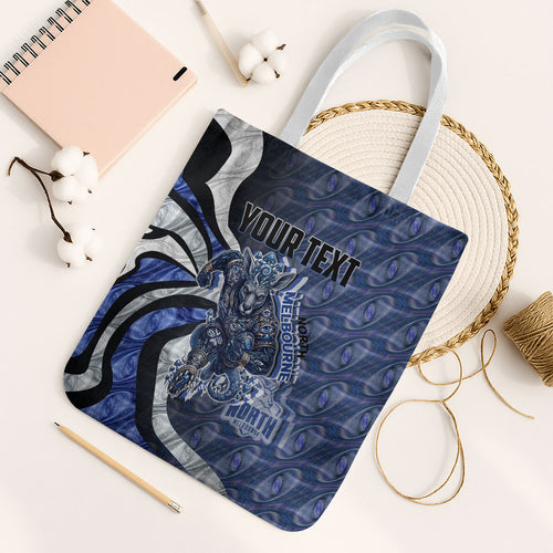 Personalised North Melbourne Kangaroos Tote Bag Trippy Psychedelic Abstract Art Mascot Football Fans