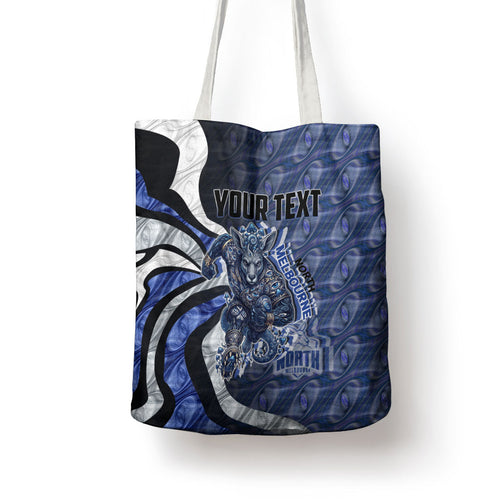 Personalised North Melbourne Kangaroos Tote Bag Trippy Psychedelic Abstract Art Mascot Football Fans