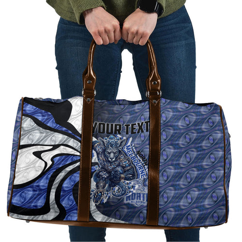 Personalised North Melbourne Kangaroos Travel Bag Trippy Psychedelic Abstract Art Mascot Football Fans