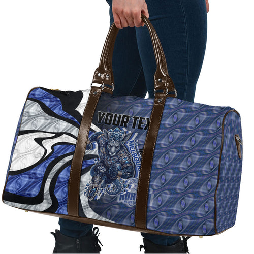 Personalised North Melbourne Kangaroos Travel Bag Trippy Psychedelic Abstract Art Mascot Football Fans