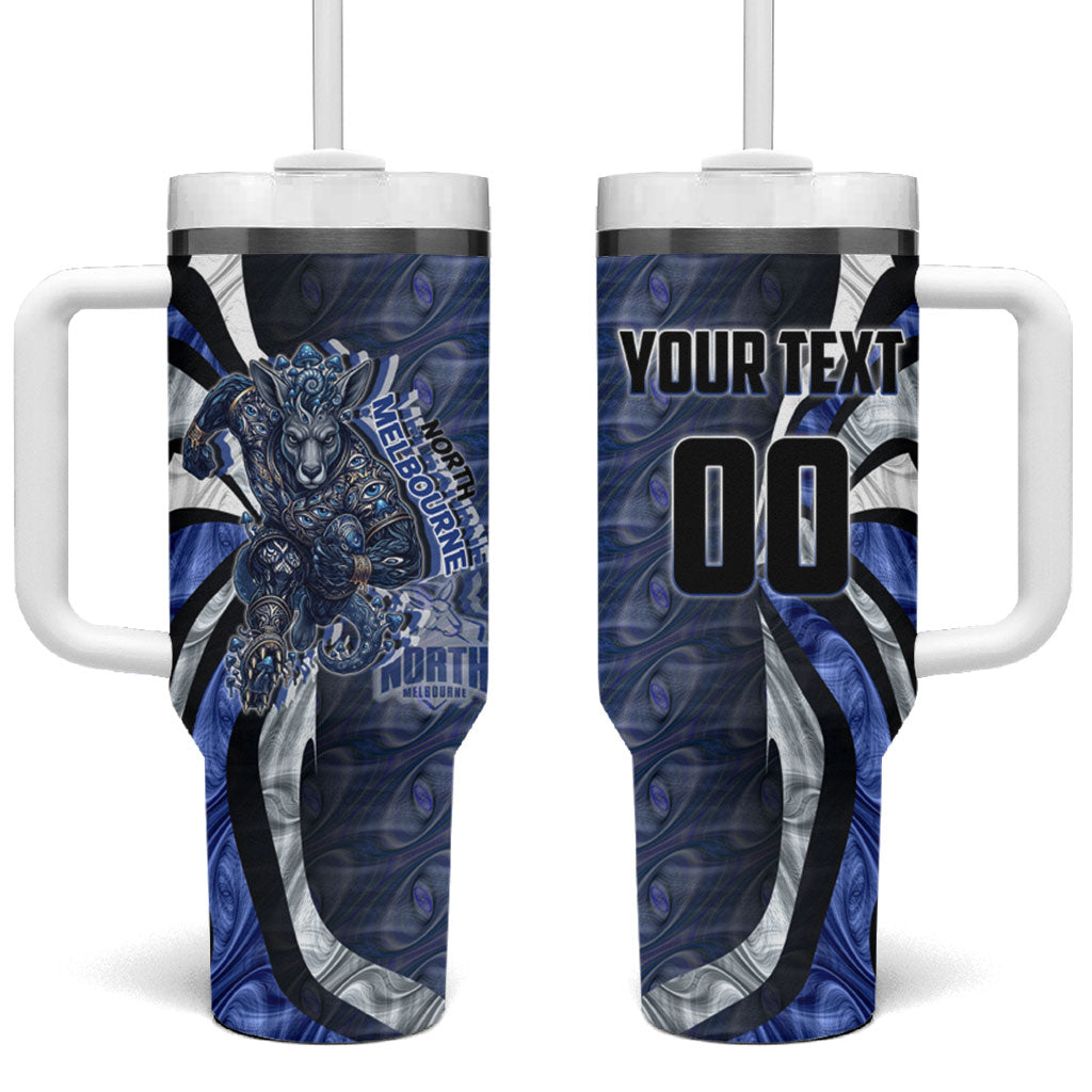 Personalised North Melbourne Kangaroos Tumbler With Handle Trippy Psychedelic Abstract Art Mascot Football Fans