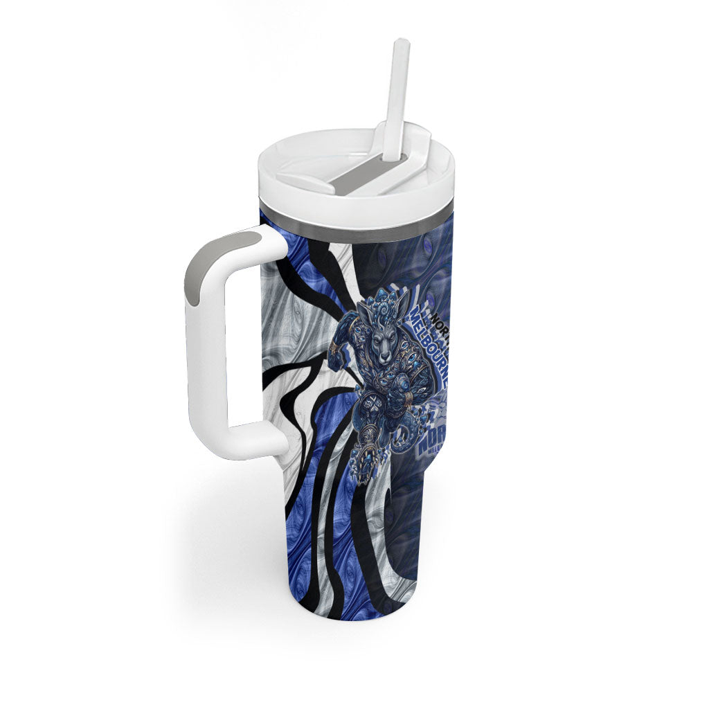 Personalised North Melbourne Kangaroos Tumbler With Handle Trippy Psychedelic Abstract Art Mascot Football Fans