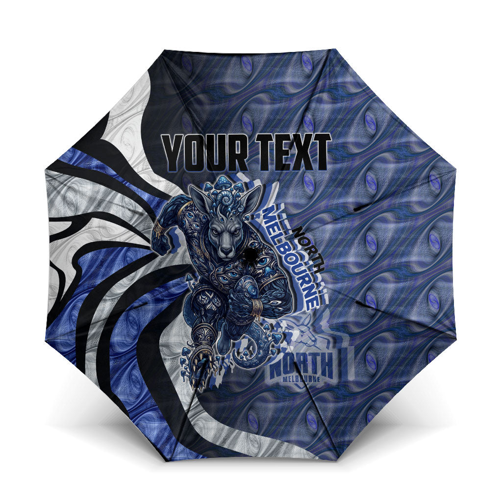 Personalised North Melbourne Kangaroos Umbrella Trippy Psychedelic Abstract Art Mascot Football Fans