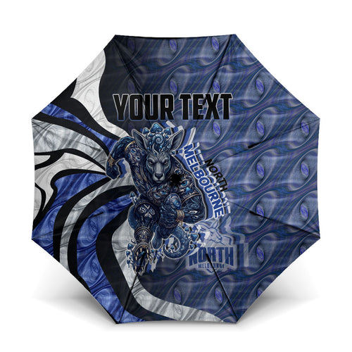 Personalised North Melbourne Kangaroos Umbrella Trippy Psychedelic Abstract Art Mascot Football Fans