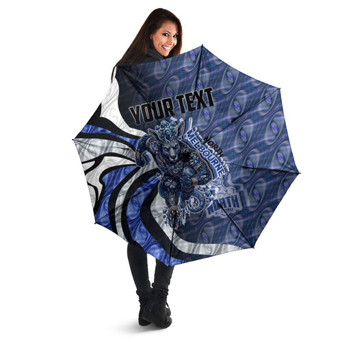 Personalised North Melbourne Kangaroos Umbrella Trippy Psychedelic Abstract Art Mascot Football Fans