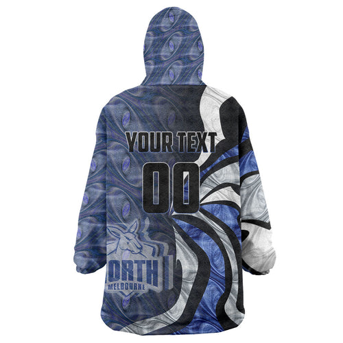 Personalised North Melbourne Kangaroos Wearable Blanket Hoodie Trippy Psychedelic Abstract Art Mascot Football Fans