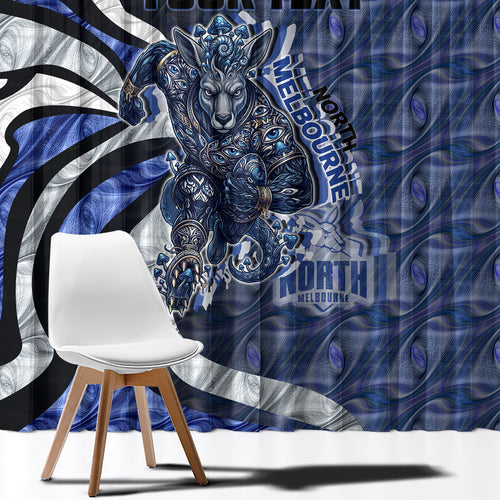 Personalised North Melbourne Kangaroos Window Curtain Trippy Psychedelic Abstract Art Mascot Football Fans