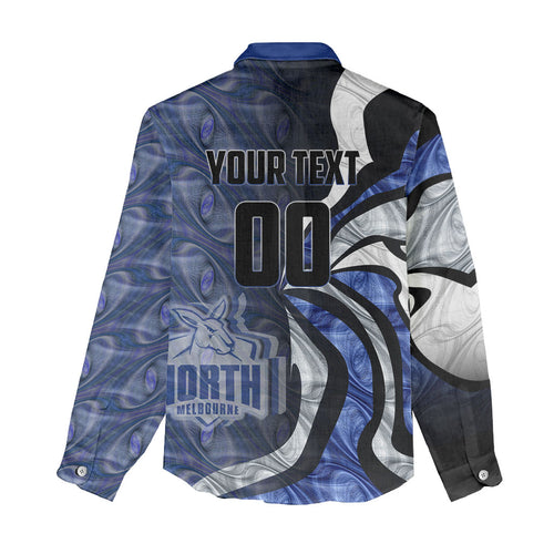 Personalised North Melbourne Kangaroos Women Casual Shirt Trippy Psychedelic Abstract Art Mascot Football Fans