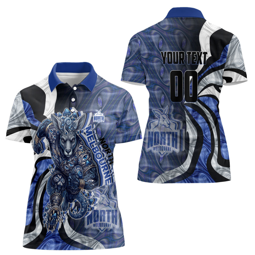 Personalised North Melbourne Kangaroos Women Polo Shirt Trippy Psychedelic Abstract Art Mascot Football Fans