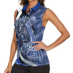 Personalised North Melbourne Kangaroos Women Sleeveless Polo Shirt Trippy Psychedelic Abstract Art Mascot Football Fans