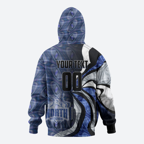 Personalised North Melbourne Kangaroos Zip Hoodie Trippy Psychedelic Abstract Art Mascot Football Fans