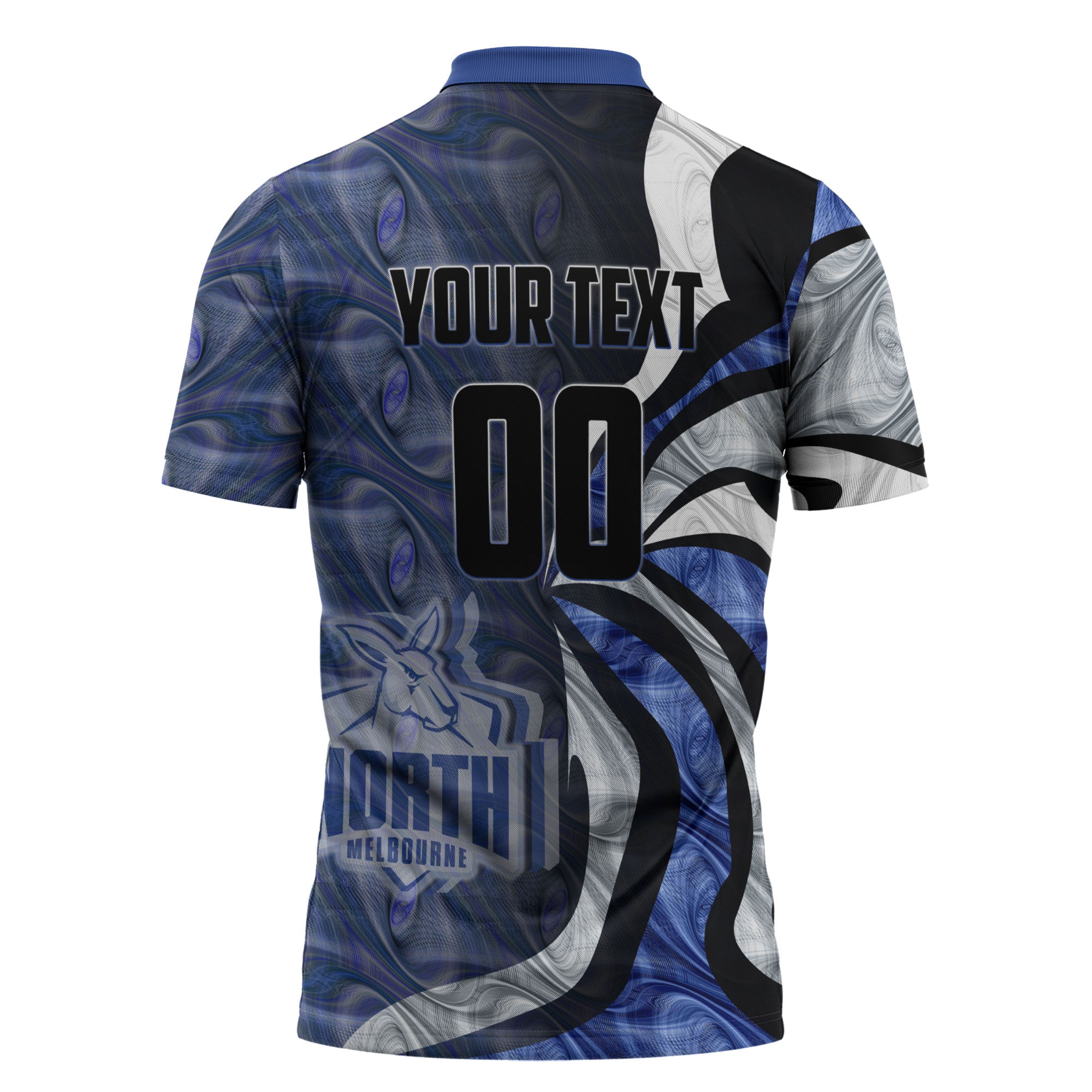 Personalised North Melbourne Kangaroos Zipper Polo Shirt Trippy Psychedelic Abstract Art Mascot Football Fans