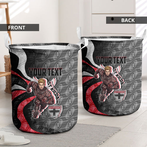 Personalised St Kilda Saints Laundry Basket Trippy Psychedelic Abstract Art Mascot Football Fans