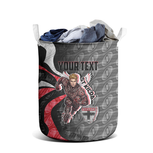 Personalised St Kilda Saints Laundry Basket Trippy Psychedelic Abstract Art Mascot Football Fans