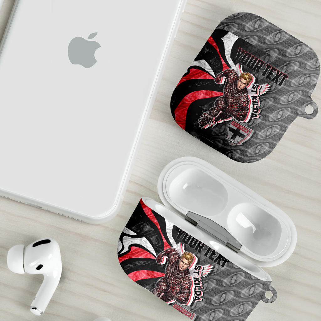 Personalised St Kilda Saints AirPods Case Trippy Psychedelic Abstract Art Mascot Football Fans