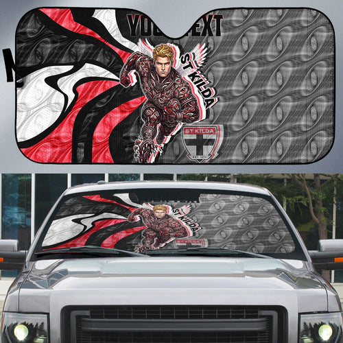 Personalised St Kilda Saints Auto Sun Shade Trippy Psychedelic Abstract Art Mascot Football Fans