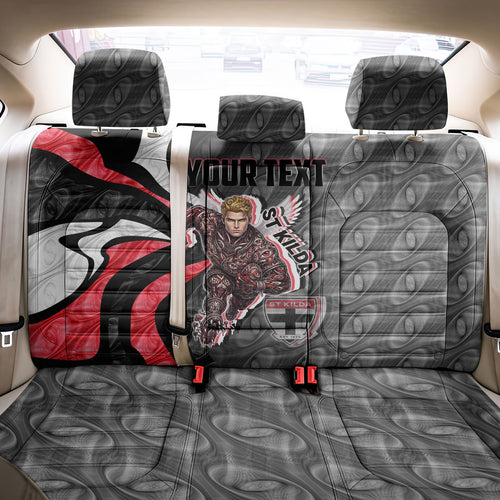 Personalised St Kilda Saints Back Car Seat Cover Trippy Psychedelic Abstract Art Mascot Football Fans