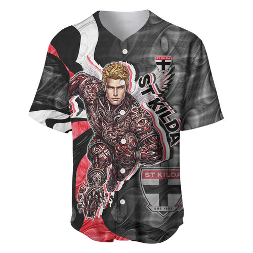 Personalised St Kilda Saints Baseball Jersey Trippy Psychedelic Abstract Art Mascot Football Fans