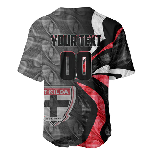Personalised St Kilda Saints Baseball Jersey Trippy Psychedelic Abstract Art Mascot Football Fans