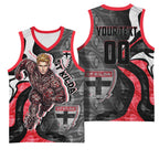 Personalised St Kilda Saints Basketball Jersey Trippy Psychedelic Abstract Art Mascot Football Fans