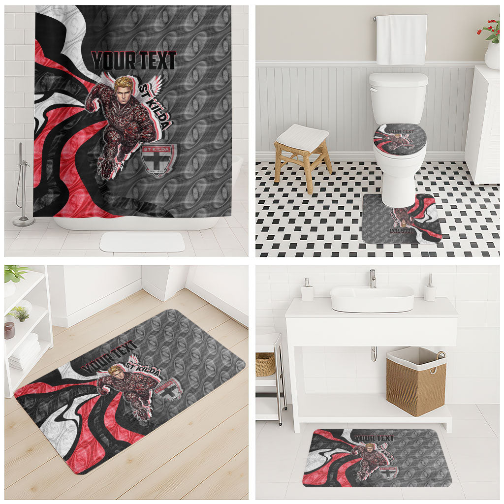 Personalised St Kilda Saints Bathroom Set Trippy Psychedelic Abstract Art Mascot Football Fans
