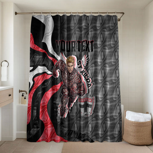 Personalised St Kilda Saints Bathroom Set Trippy Psychedelic Abstract Art Mascot Football Fans