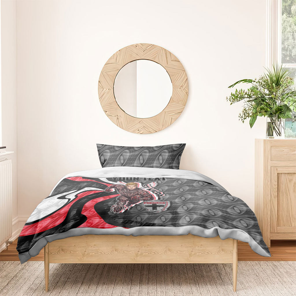 Personalised St Kilda Saints Bedding Set Trippy Psychedelic Abstract Art Mascot Football Fans