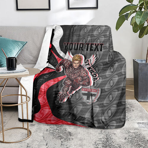 Personalised St Kilda Saints Blanket Trippy Psychedelic Abstract Art Mascot Football Fans