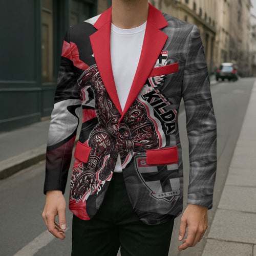 Personalised St Kilda Saints Blazer Trippy Psychedelic Abstract Art Mascot Football Fans