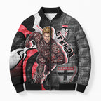 Personalised St Kilda Saints Bomber Puffer Jacket Trippy Psychedelic Abstract Art Mascot Football Fans