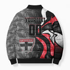 Personalised St Kilda Saints Bomber Puffer Jacket Trippy Psychedelic Abstract Art Mascot Football Fans