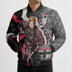 Personalised St Kilda Saints Bomber Puffer Jacket Trippy Psychedelic Abstract Art Mascot Football Fans