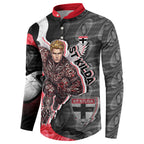 Personalised St Kilda Saints Button Sweatshirt Trippy Psychedelic Abstract Art Mascot Football Fans