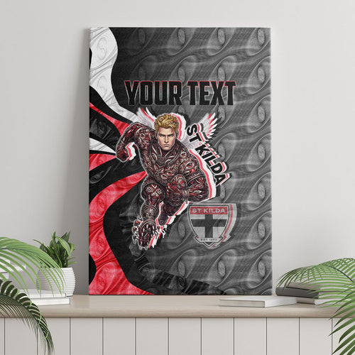 Personalised St Kilda Saints Canvas Wall Art Trippy Psychedelic Abstract Art Mascot Football Fans
