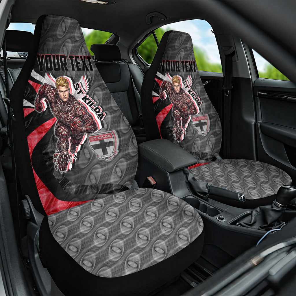 Personalised St Kilda Saints Car Seat Cover Trippy Psychedelic Abstract Art Mascot Football Fans