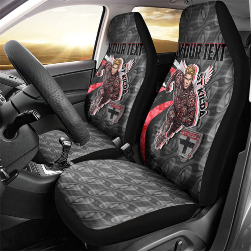 Personalised St Kilda Saints Car Seat Cover Trippy Psychedelic Abstract Art Mascot Football Fans