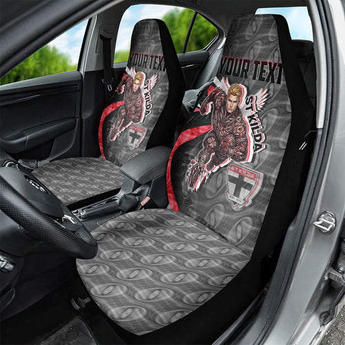 Personalised St Kilda Saints Car Seat Cover Trippy Psychedelic Abstract Art Mascot Football Fans
