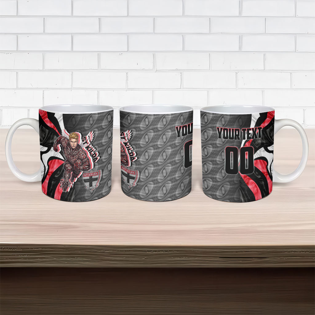 Personalised St Kilda Saints Ceramic Mug Trippy Psychedelic Abstract Art Mascot Football Fans
