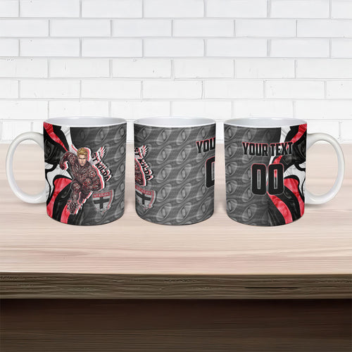 Personalised St Kilda Saints Ceramic Mug Trippy Psychedelic Abstract Art Mascot Football Fans