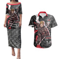 Personalised St Kilda Saints Couples Matching Puletasi and Hawaiian Shirt Trippy Psychedelic Abstract Art Mascot Football Fans