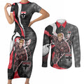 Personalised St Kilda Saints Couples Matching Short Sleeve Bodycon Dress and Long Sleeve Button Shirt Trippy Psychedelic Abstract Art Mascot Football Fans