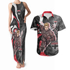 Personalised St Kilda Saints Couples Matching Tank Maxi Dress and Hawaiian Shirt Trippy Psychedelic Abstract Art Mascot Football Fans