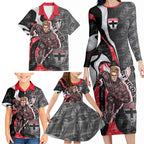 Personalised St Kilda Saints Family Matching Long Sleeve Bodycon Dress and Hawaiian Shirt Trippy Psychedelic Abstract Art Mascot Football Fans
