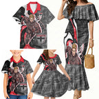 Personalised St Kilda Saints Family Matching Mermaid Dress and Hawaiian Shirt Trippy Psychedelic Abstract Art Mascot Football Fans