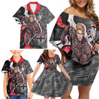 Personalised St Kilda Saints Family Matching Off Shoulder Short Dress and Hawaiian Shirt Trippy Psychedelic Abstract Art Mascot Football Fans