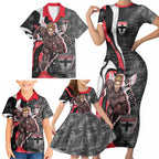 Personalised St Kilda Saints Family Matching Short Sleeve Bodycon Dress and Hawaiian Shirt Trippy Psychedelic Abstract Art Mascot Football Fans