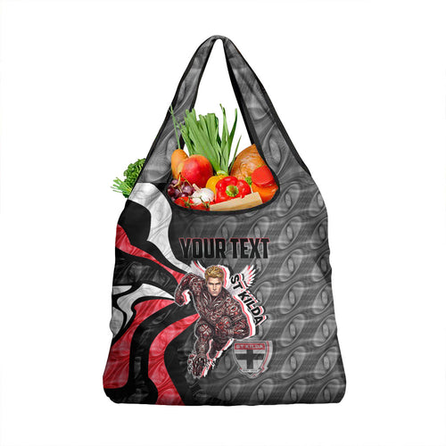 Personalised St Kilda Saints Grocery Bag Trippy Psychedelic Abstract Art Mascot Football Fans